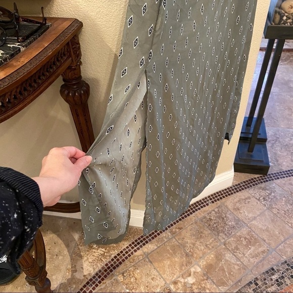 FREE PEOPLE Women Olive Patterned Open Back Sleeveless Buttoned Duster Size XS - Picture 8 of 12